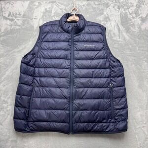 Eddie Bauer Vest Mens XL Blue EB650 Down Puffer Full Zip Outdoor Layer Gorpcore